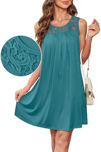 Image of BKRIVE Womens Lightweight Sleeveless Summer Dresses | Lace Yoke Neckline, Figure-Flattering for All Shapes - Ideal Beach Cover-Up & Hot-Weather Travel Essential