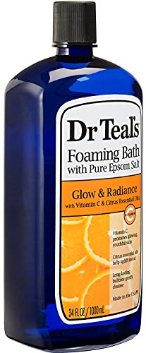 Dr Teal's Foaming Bath Variety Gift Set (2 Pack, 34Oz Ea.) - Cannabis Sativa Hemp Seed Oil, Glow & Radiance Vitamin C & Citrus Essential Oils. Treat Your Skin, Your Senses, & Your Stress #TOP3