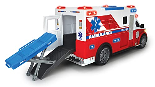 Dickie Toys Krankenwagen, Rettungsfahrzeug, Ambulanzwagen, Rettungsdienst, Spielzeugauto, Licht & Sound, Heckklappe zum… – Bild 4