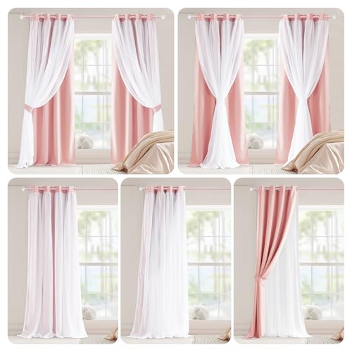Image of PONY DANCE Nursery Curtains Pink, 52 x 84 inches, Rose Blush, 2 Panels