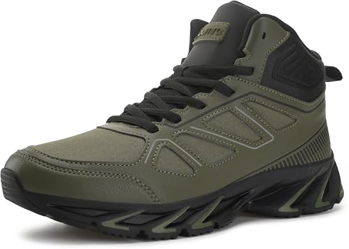 Image of Joomra Men's Stylish Sneakers High Top Athletic-Inspired Shoes | Premium Vegan Leather Upper, Durable Rubber Outsole, Perfect Ankle Support, Ideal for Outdoor & Casual Wear