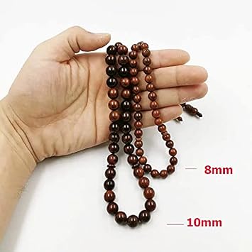 Natural Wood Cook Tasbih Man's Misbaha Prayer Beads 33 Beads 2 Size Rosary (10mm x 33beads)