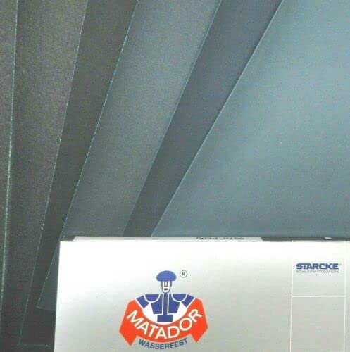 Matador Abrasive Wet to Dry Sandpaper 25 Sheets 1200 Grit 9" x 11" Silicon Carbide Waterproof Paper Backing Made in Germany