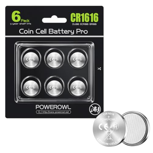 POWEROWL CR1616 Battery 6 Pack, CR 1616 3V Lithium Battery for Car Key Fob, Remote, Watch