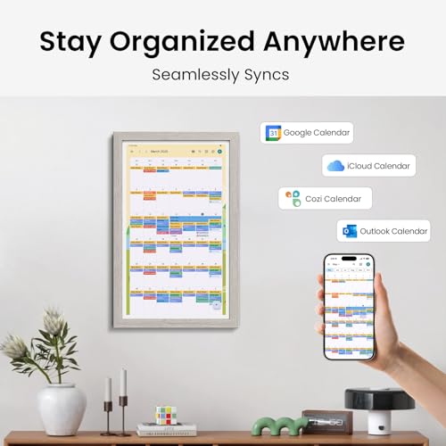 apolosign digital calendar electronic calendar smart touchscreen interactive display for chore chart family schedules planner supports all apps via google play gray 156-inch
