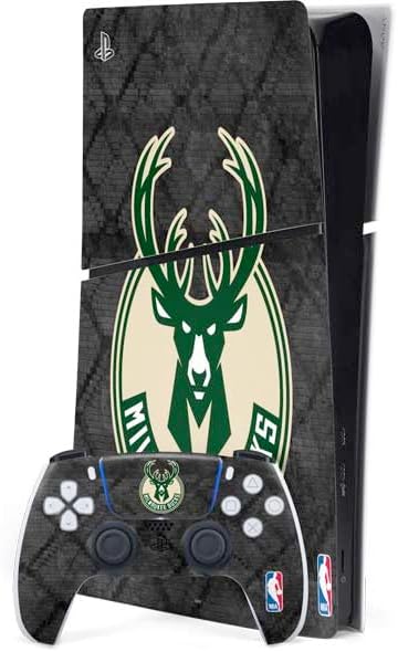 Skinit Decal Gaming Skin Compatible with PS5 Slim Digital Edition Bundle - Officially Licensed NBA Milwaukee Bucks Large Logo Design