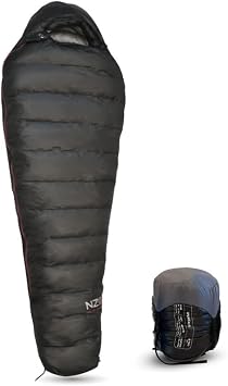 NEAR ZERO 18F 850+ Power Down Fill Mummy Sleeping Bag for Adults | Ultralight, All Season, Backpacking Sleeping Bag for Hiking & Camping | 10D 470T Nylon Taffeta