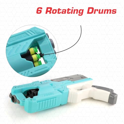Image of Aditi Toys High Performance Six Fire Gun, Toy Blaster Gun with 6 Dart Rotating Drum, Hi-Arm Toy Gun for Kids Above 6 Years, Accurate Upto 45 Feet, Includes 10 Soft Bullet Darts, BIS Approved. (Blue)
