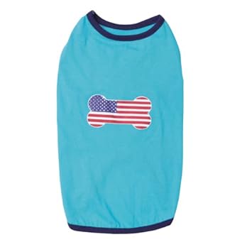 Casual Canine Polyester/Cotton All American Pup Dog Tee, X-Small, 10-Inch, Blue