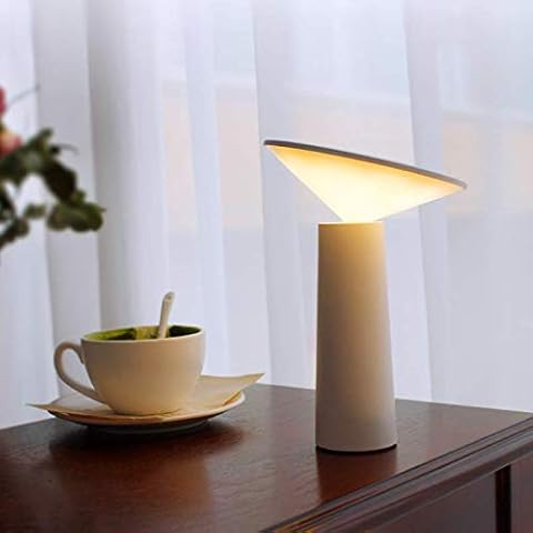 MODIRNATION 'Mona' Modern Table Lamp, Partable Wireless LED Light, Dimming Touch Control Switch, 360 Adjustable, USB Rechargeable, Study Reading Desk Lamp for Home and Office (White) Cover