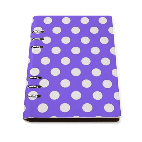 Carnet A5 ligné et rechargeable à pois violets pour journal de voyage