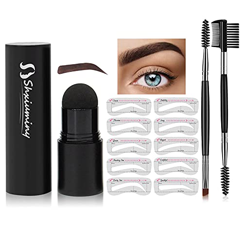Eyebrow Stamp Waterproof, 1 Step Eyebrow Stamp Shaping Kit Professional Brow Powder Stamp Hairline Shadow Powder Stick Long-Lasting Instantly Color(Dark Brown)