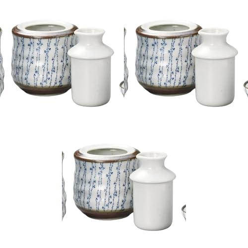 Set of 3 Somotsuke Ivy Sake Tanker, Small, 3.9 x 5.3 inches (10 x 13.5 cm) (180 cc) | Sake Tanker Setomonohonpo