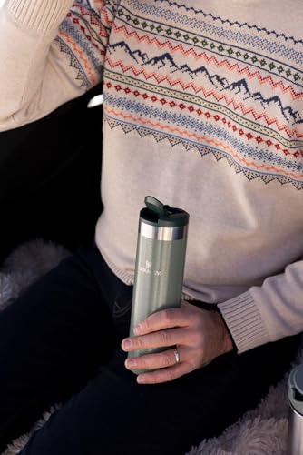 Image of Stanley AeroLight Transit Bottle 20 oz | Locking Drink Through Lid | Leak Resistant Water Bottle or Coffee Travel Mug | Lightweight Insulated Stainless Steel | BPA-Free | Hammertone Green