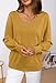 MEROKEETY Women's 2025 Fall Long Sleeve Sweater V Neck Winter Tops Casual Lightweight Knit Pullover Shirts, Mustard, Large