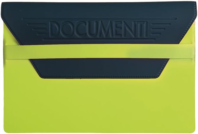 One Shop Car Document Holder with Blue Flap Closure Booklet Holder Insurance Neutral Marking Dry Elegant and Compact (Lime Green) image 2
