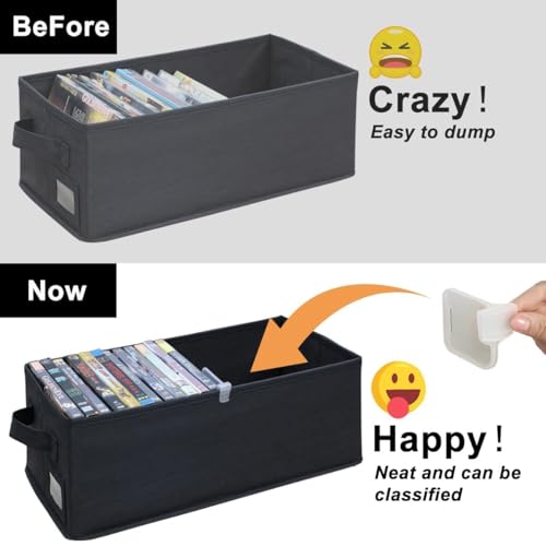DVD Storage Boxes - 2 Pack DVD Case Holder Organizer - 15.7" x 7.9" x 5.7", Holds 50 Full Case DVDs | 100 DVDs Slim Discs, Desktop or Closet DVD Organizer Can Store Blu-ray | Game | Movie