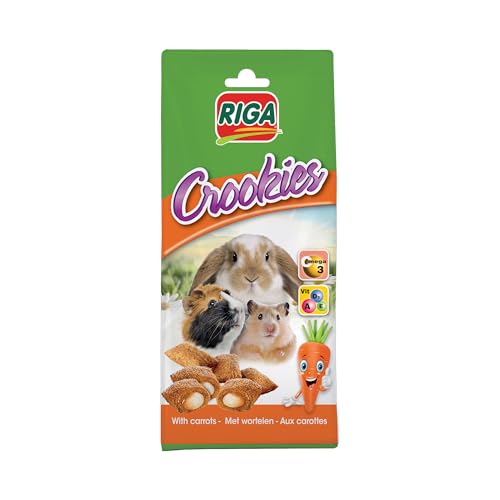 Riga - Crookies aux Carottes - Biscuits Croustillants pour Lapins Nains, Cochons d'Inde et Petits Rongeurs - Riche en Vitamines et Oméga 3 - 50 g