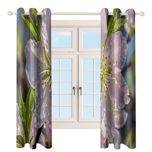 Rideaux occultants anti chaleur fleurs de cerisier pour salon