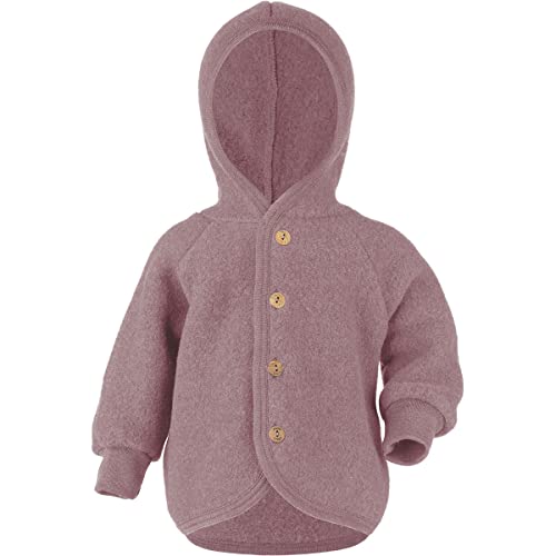 Engel Baby Jacke mit Kapuze Wollfleece (Rosenholz Melange, 50-56)
