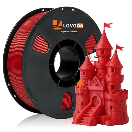 Image of LOVOON PLA Filament Red 1KG, 1.75mm 3D Printer Filament Dimensional Accuracy + /- 0.02mm, Neatly Wound 3D Printing Filament, Fits Most FDM 3D Printers, 1KG Cardboard Spool (2.2lbs)