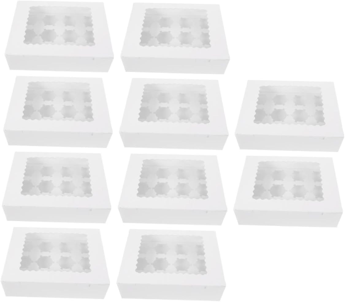 10pcs Muffin Cake Wrapping Box Window Tart Paper Box Secure Cupcake Packing for Bakery Grocery and Catering Events Wear Resistant Design