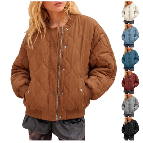 Quilted Jackets for Women Cropped Bomber Jacket Zip Up Puffer Coats - image 1