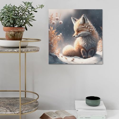 Toile Renard Rouge HAYZE 40x40 cm | Solution Déco Murale Salon Vide - 5