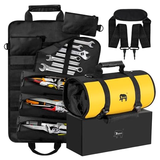 Tool Bag, 1680D Oxford Roll Up Tool Bag Organizer, Tool Roll Up Bag With Detachable Tool Pouches, Tool Organizer With 6 Pockets for Mechanic, Electrician, Plumber And Carpenter,Father Day Dad Gifts