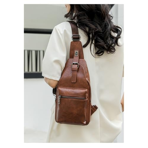 Small Sling Bag for Women Lock-fastened Chest Bag for Travel Multi-compartmental Crossbody Bag Handbag and Purse (Dark brown)2