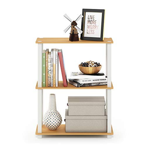 Image of Furinno TURN-S-TUBE Storage Shelves, 3-Tier Book Shelf, Corner Shelf, Toolless Open Shelves, for Organization and Storage, Living Room, Garage, Home Office, Beech