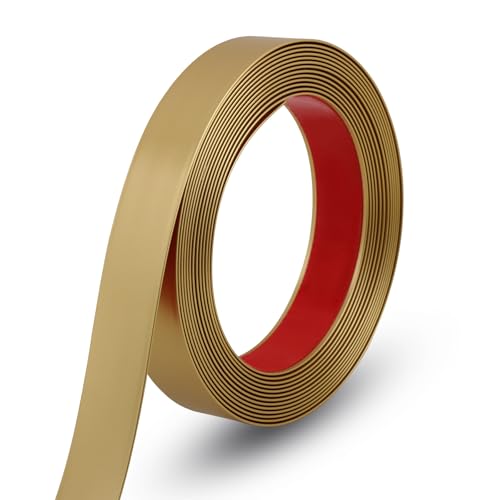Gaahing 196.8" x 1.5" Matte Gold Molding & Wall Trim, Flexible Peel and Stick Decorative Strip for Tile, Mirror, Ceiling, Floor, Panel, Cabinet