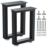 Robuste stuhlbeine, 40 cm, 2 Stück, industrieller möbelfüße aus schwarzem Metall , Stahlstützrohr für bankbein couchtisch beine und DIY tischbeine metall schwarz – quadratische Form (11.8inch)