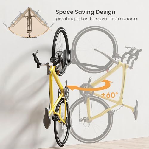 Mimoke Adjustable Space Saving Bicycle Wall Mount Easy Lifting Design with Folding Arm and Swivel Function (1 Pack) - Image 2