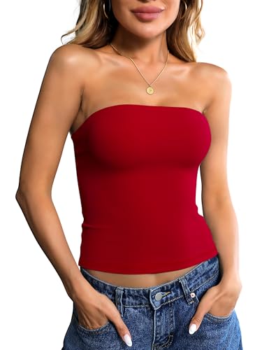 Image of Ibeauti Womens Tube Top Strapless Crop Tops Double Lined Sexy Y2K Going Out Off Shoulder Summer Top