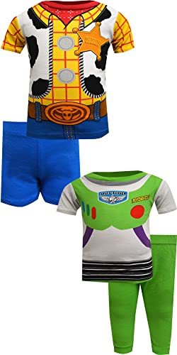 AME Sleepwear Boys Toy Story Buzz Lightyear and Woody Infant Cotton 4 Pc Pajamas (18 mo)