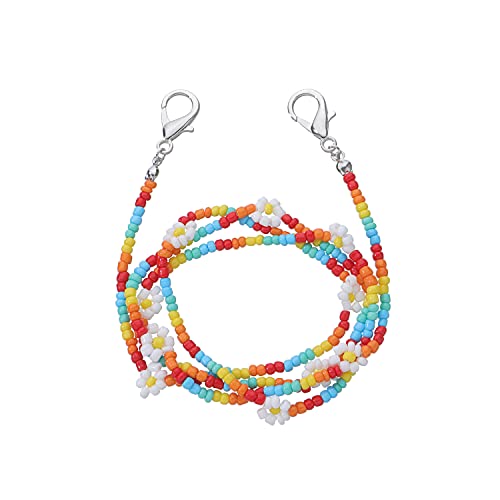 Image of Colorful Daisy Flower Beads Sunglasses Lanyards Holder Chain Necklace Strap Anti-Lost Beaded Detachable for Women