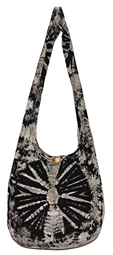 Image of TIE DYE Bohemian Hipster Hobo Boho Hippie Crossbody Bag Purse Black Tone 39 inch