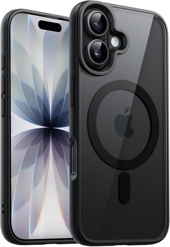 Image of DIZORO Premium Magnetic Case for iPhone 17 6.3-Inch Compatible with MagSafe, Shockproof Phone Bumper Cover, Solid Color Matte TPU Frame, Anti-Scratch Clear - Black