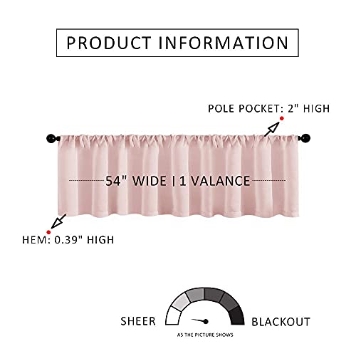 Mrtrees Pink Sheer Valances 54 X 16 Inches Long Living Room Bedroom Sheer Curtain Valance Rod Pocket Light Filtering Window Valance, 1 Panel #TOP1