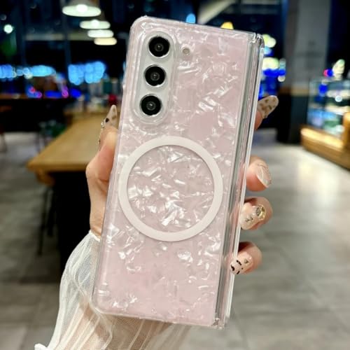 Étui à charnière magnétique Galaxy Z Fold 6 protection rigide luxe rose