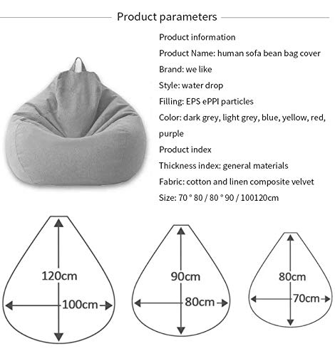 Kodeng Large Small Lazy Sofas Cover Chairs Without Filler Linen Cloth Lounger Seat Bean Bag Pouf Puff Couch Tatami Living Room Beanbags (Red, 70X80Cm) #TOP4