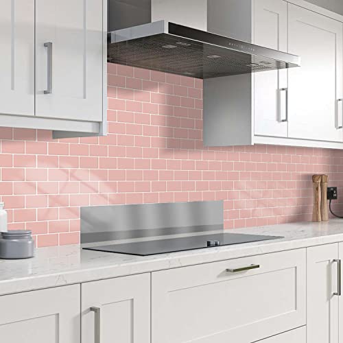 Stickgoo 10-Sheet Pink Subway Tiles Peel And Stick Backsplash, Stick On Tiles Kitchen Backsplash (Thicker Design) #TOP3