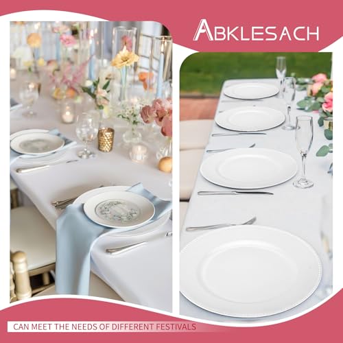 50 Pack White Charger Plates, 13\" Premium Round Plate Chargers for Dinner Plate, Plastic Table Chargers for Wedding Party, Elegant Tabletop Decor, Thanksgiving, Christmas