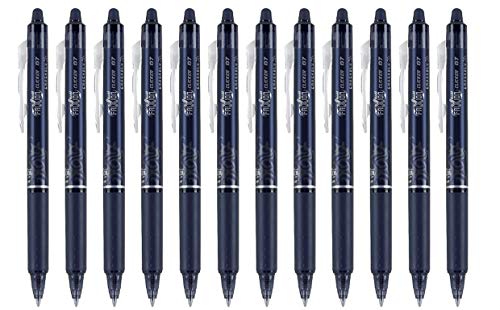 Pilot FriXion Ball Clicker Retractable Erasable Gel Pen, Fine Point, 0.7mm, Navy Blue Ink, 12 Count