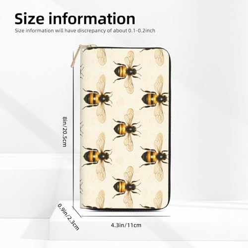 Cute Bee A Print Wallet Women, Leather Bifold Multi Card Wallet, Long Purse Women's Wallets2
