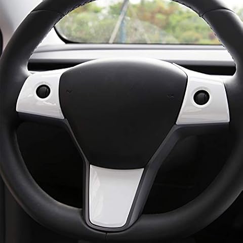 aspeike Steering Wheel Wrap Kit for Tesla Model 3 Steering Wheel Protector Decoration White 3 Pcs Cover