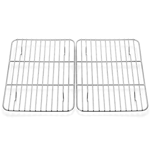 Onader Abkühlgitter Edelstahl, Klein Backofen Kuchengitter Auskühlgitter 2er Set für Braten Backen Grillen Kühlen Auskühlen, Gesund & Langlebig, Rostfrei & Spülmaschinenfest, 24,5x19x1,5cm