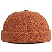 KEKY Winter Fleece Beanie Hat Cute Teddy Style Brimless Watch Hats for Women Men Faux Fur Docker Caps Skullcap (Brown), One Size