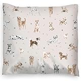 PinkZebra Kopfkissenbezug, Kissenbezug 80 x 80 cm aus 100% Baumwolle, Kissenhülle, Öko-tex Standard 100, Bezüge mit Reißverschluss, Hunde